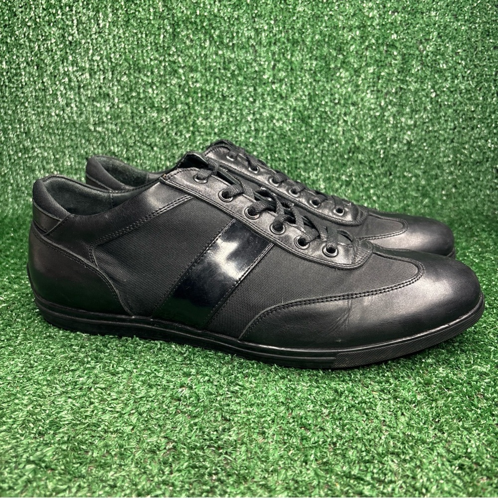 HOTIC Black Leather Sneakers Shoes Premium Footwear‎ Mens Size EU 43 / US 10
